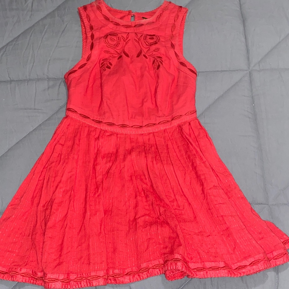 Free People Women’s Red Sleeveless Embroidered Dress